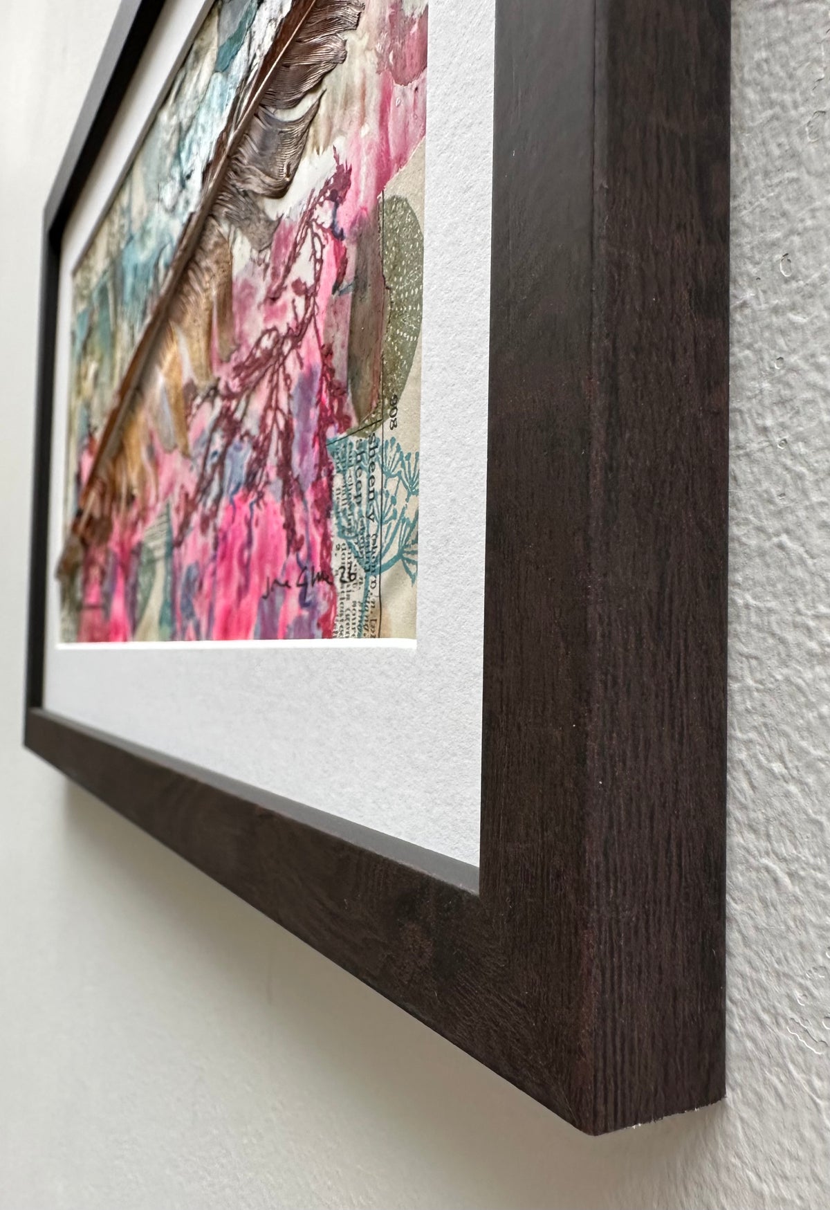 NEW! Original mixed media painting/Feather on the shoreline