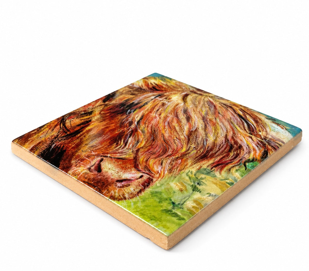 Small ceramic tile/Hamish the highland coo