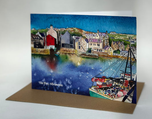 Card -  The pier, Stromness