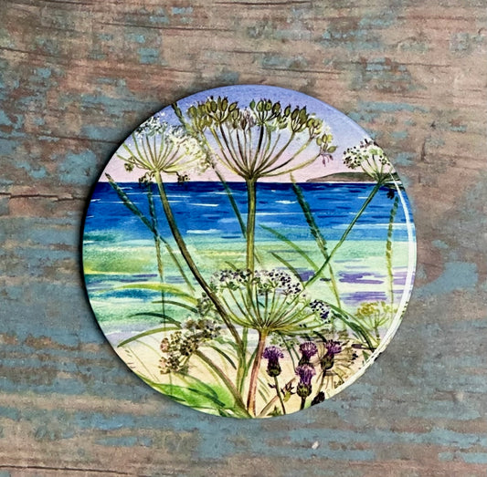Ceramic coaster/ Cow parsley on the shoreline