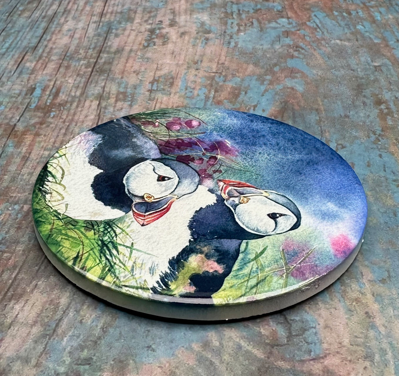 Ceramic coaster/Tammie norries(puffins)