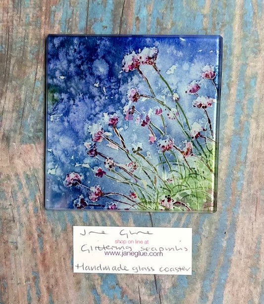 Glass coaster/Glittering seapinks