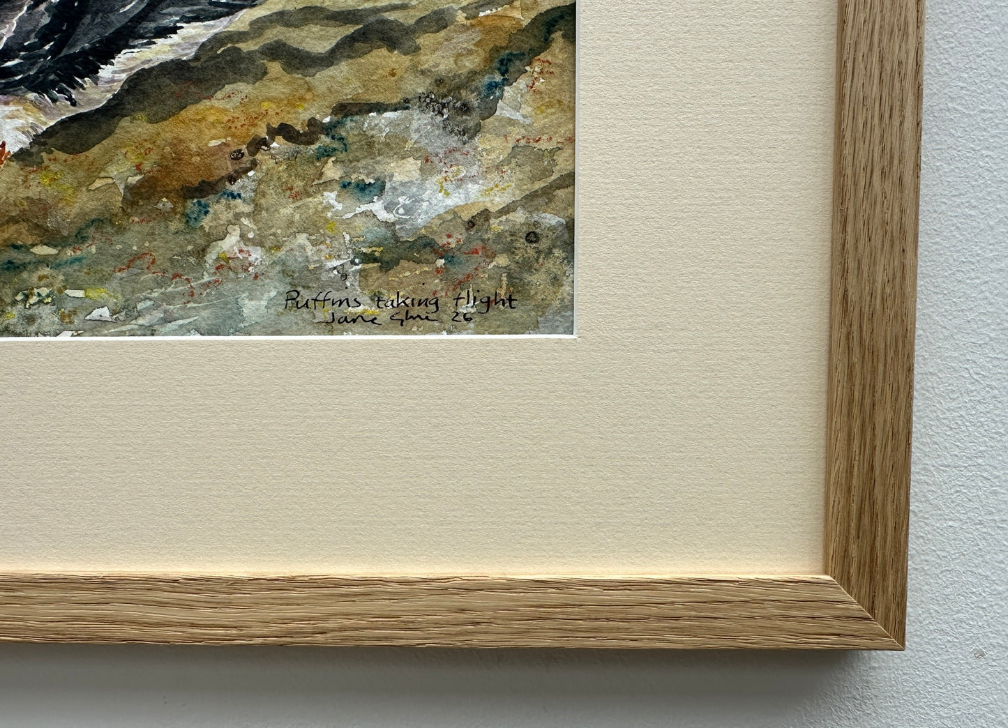 NEW! Original painting/Puffins taking flight