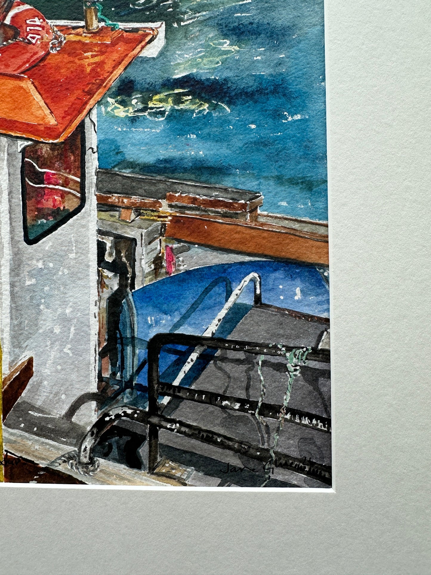 NEW! Original painting/Fishing boat, Stromness harbour