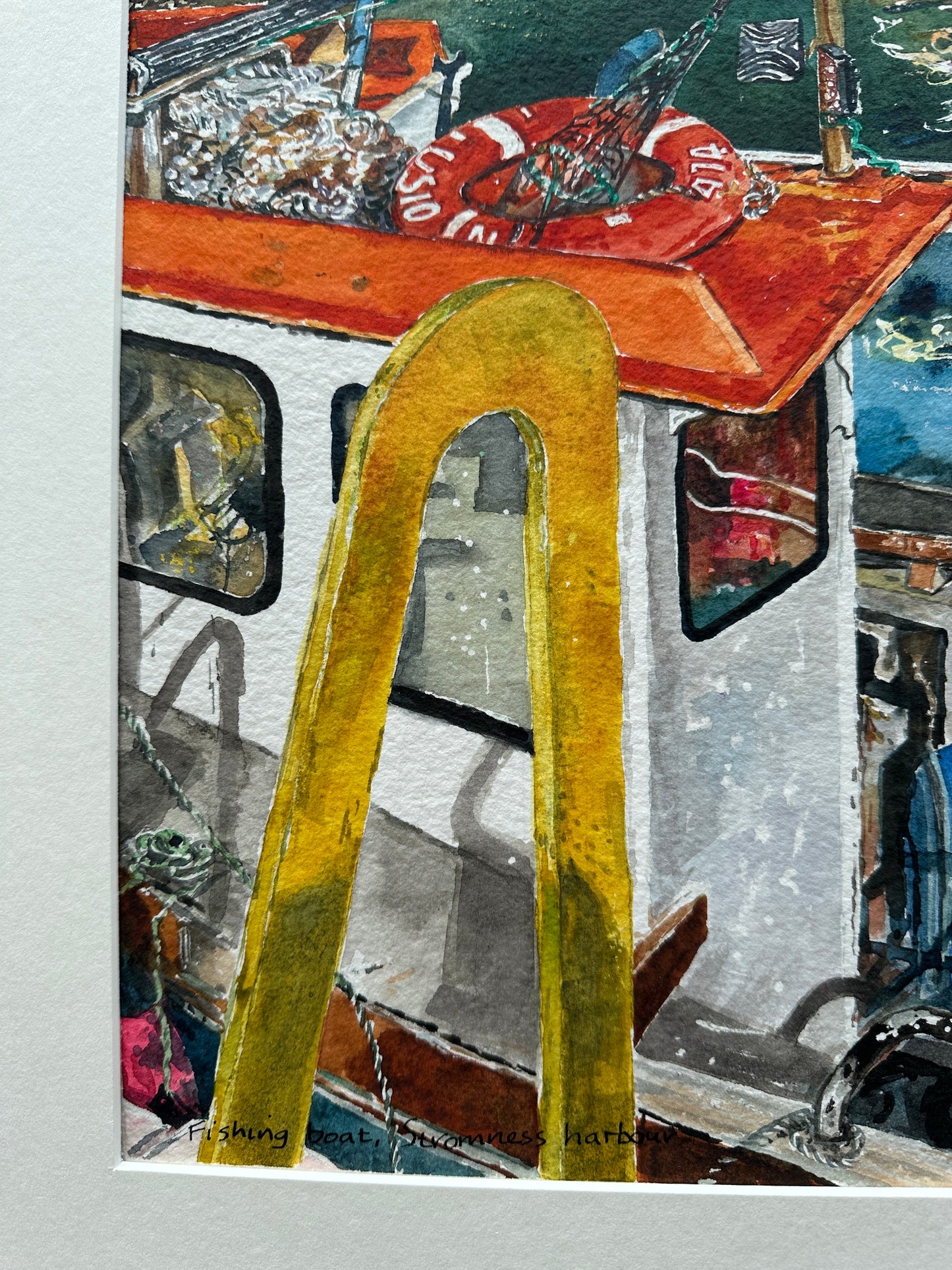 NEW! Original painting/Fishing boat, Stromness harbour