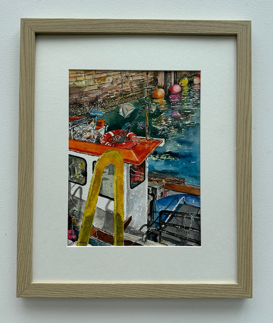 NEW! Original painting/Fishing boat, Stromness harbour