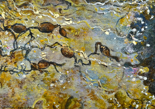 Hand finished print A4 size/Golden Rockpool