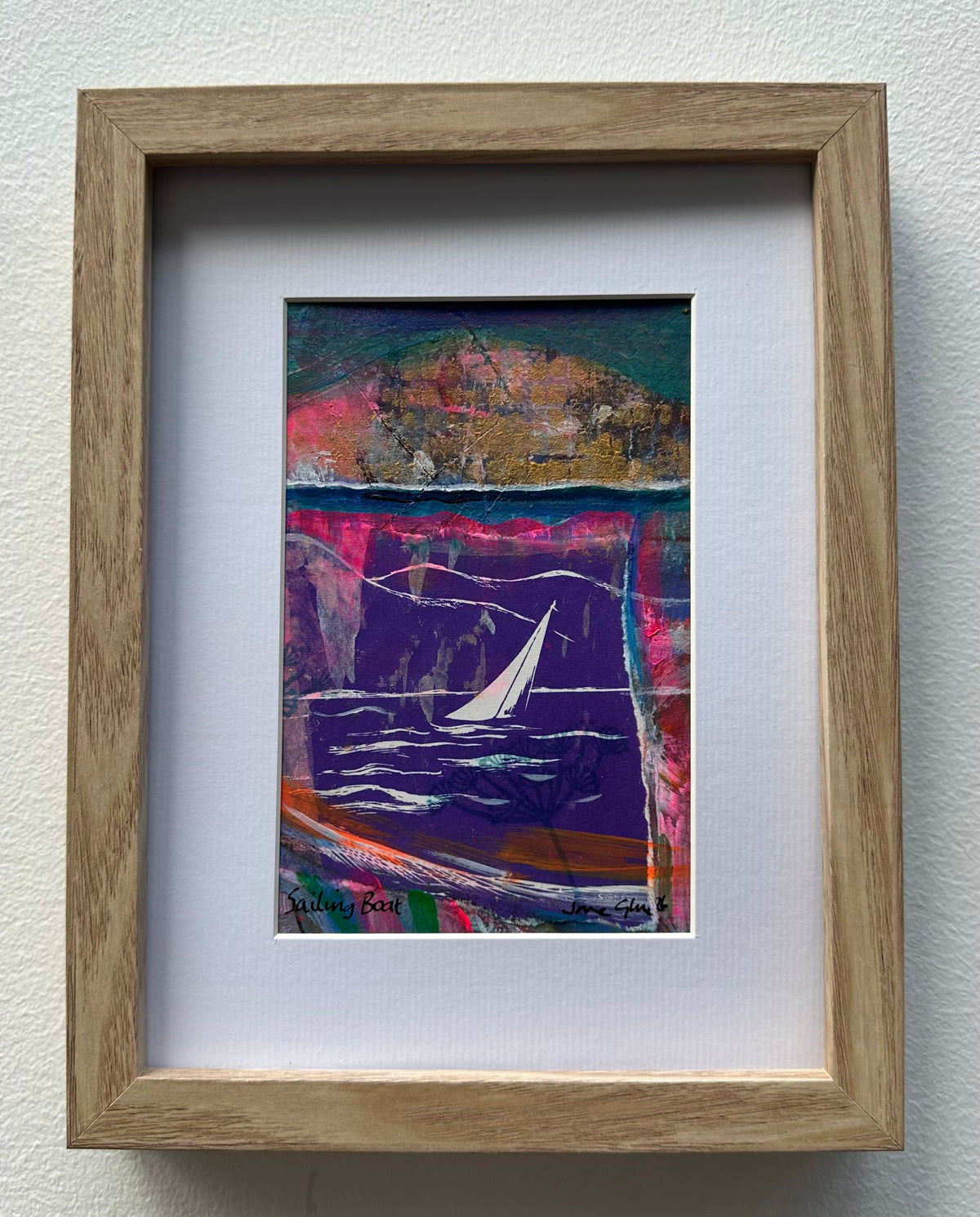 NEW! Original mixed media painting/Sailing boat