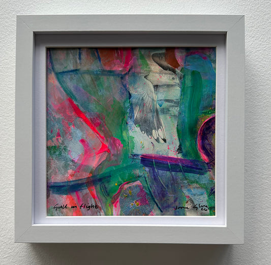 NEW! Original mixed media painting/Gull in flight