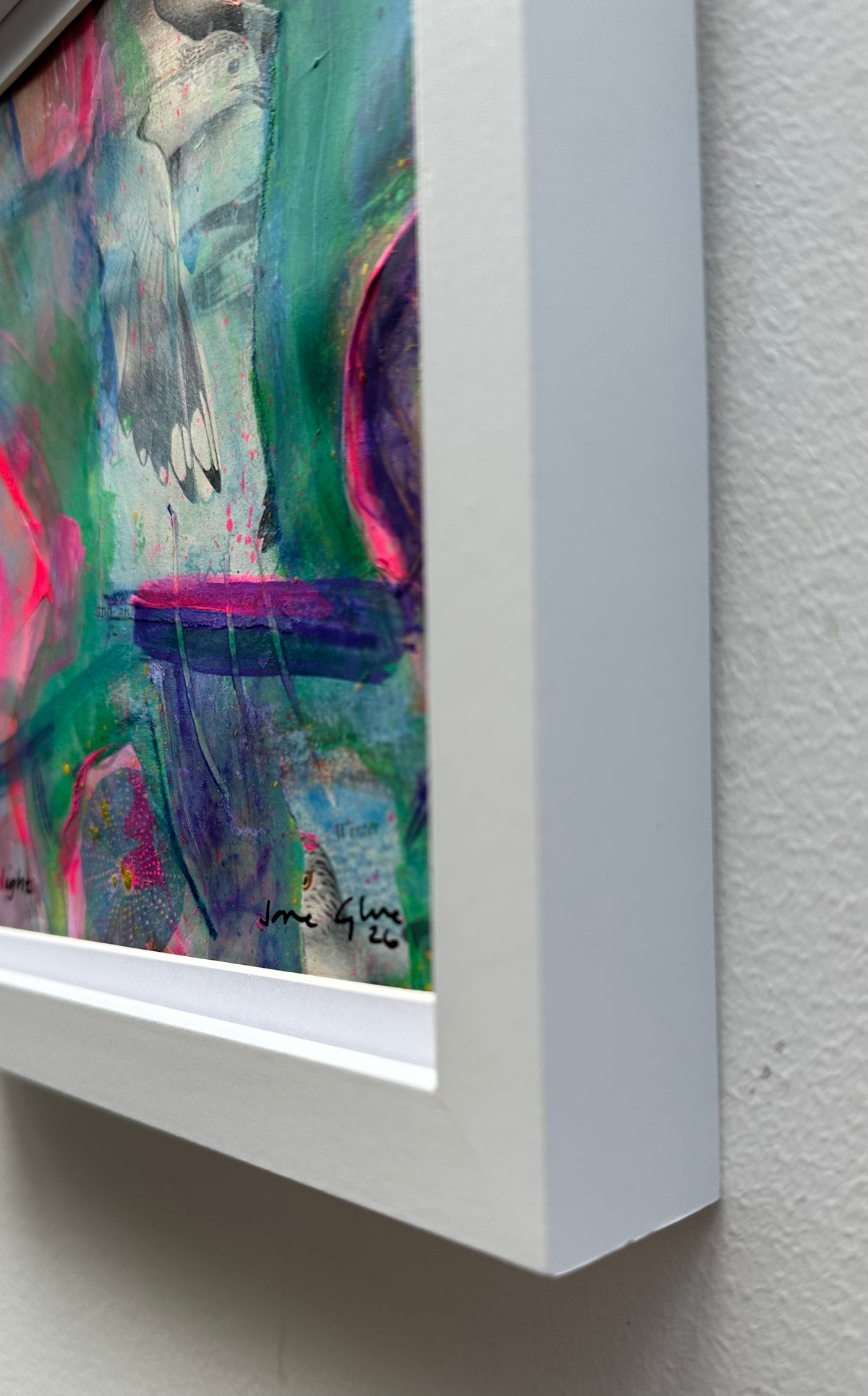NEW! Original mixed media painting/Gull in flight