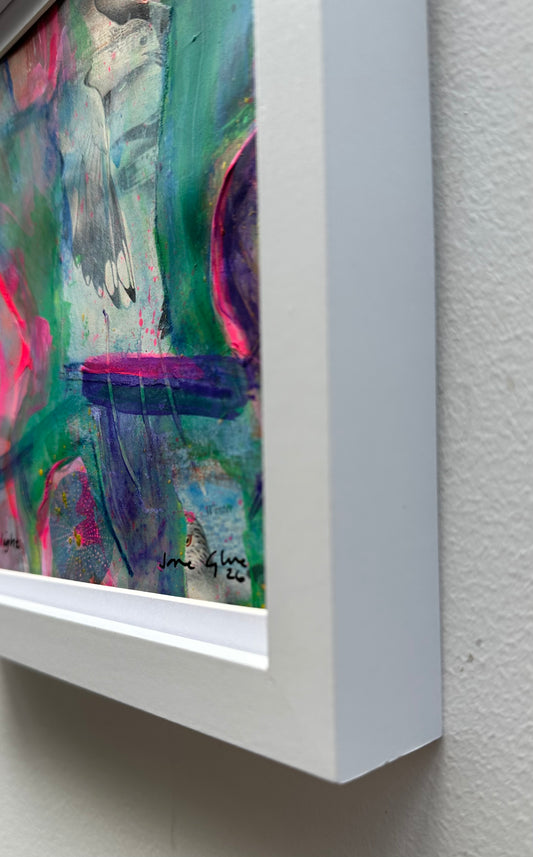 NEW! Original mixed media painting/Gull in flight