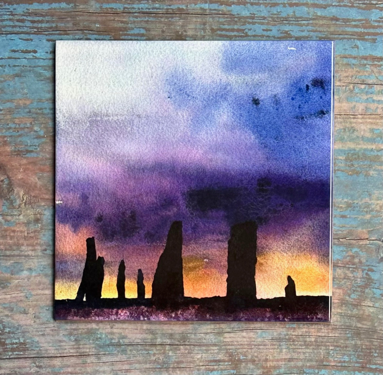 Large ceramic tile/Dark sunset at The Ring of Brodgar