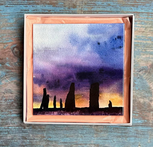Large ceramic tile/Dark sunset at The Ring of Brodgar