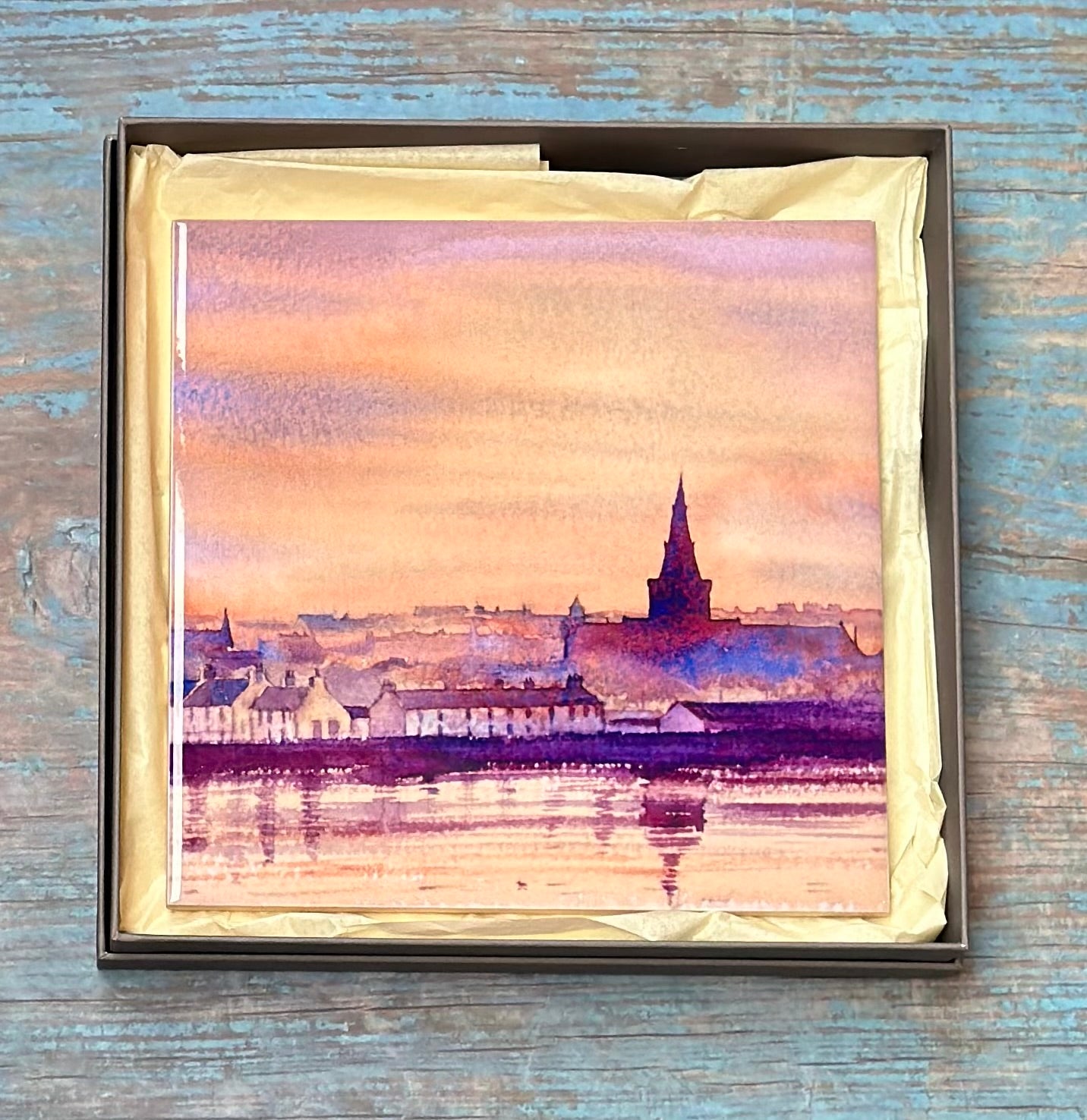 Large ceramic tile/Sunset over Kirkwall bay