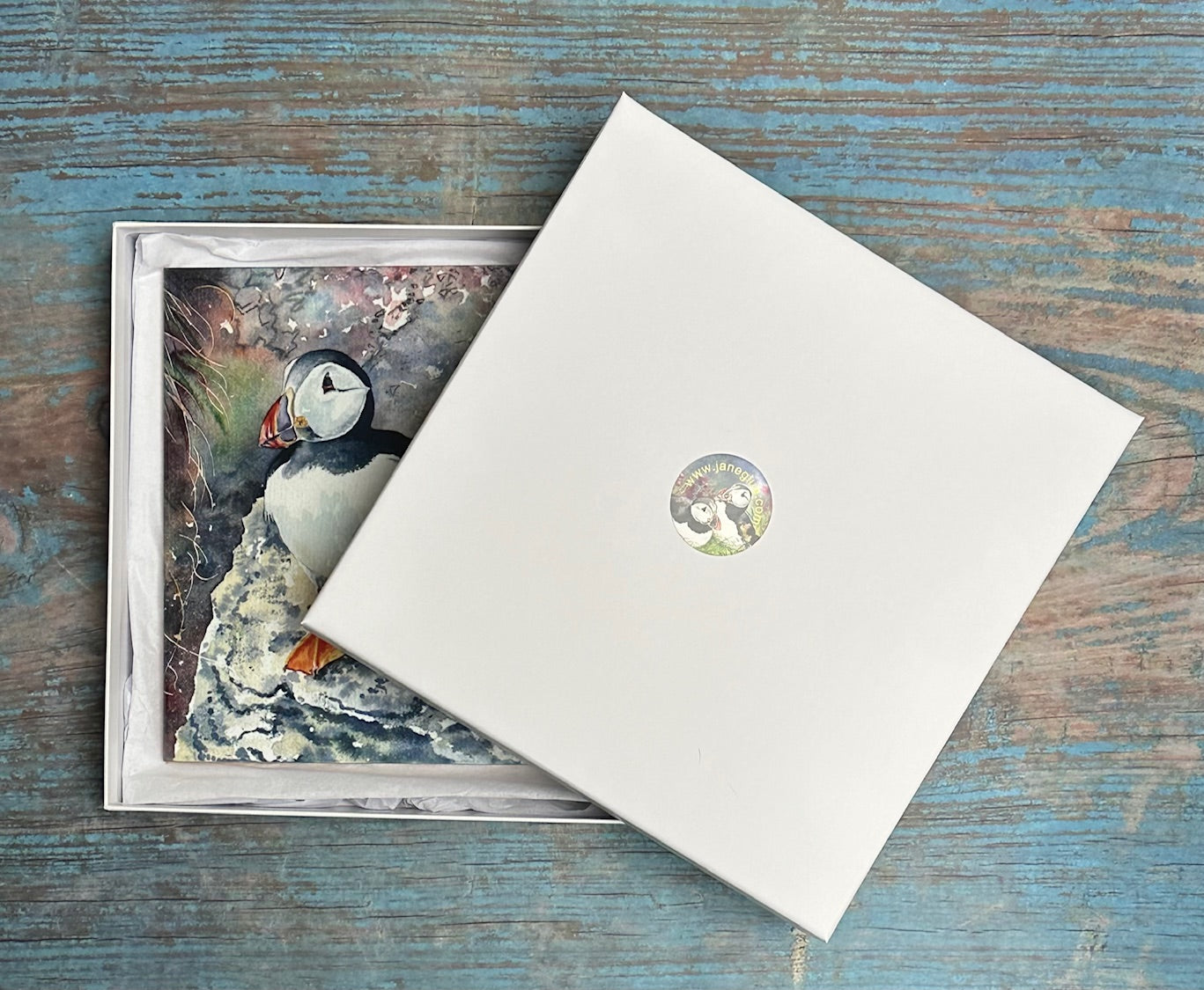 Large ceramic tile/Puffin twins