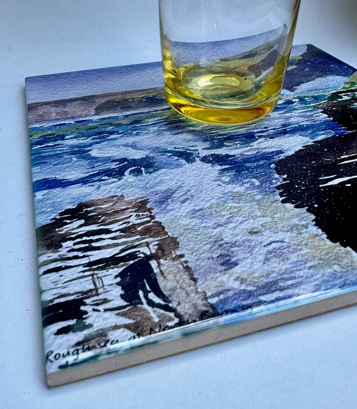 Large ceramic tile/Rough sea at North BIrsay