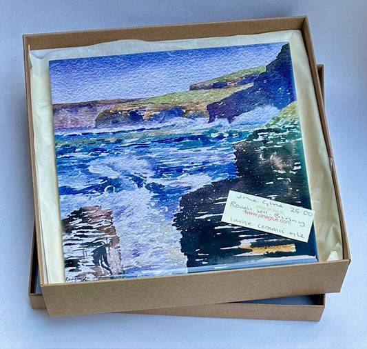 Large ceramic tile/Rough sea at North BIrsay