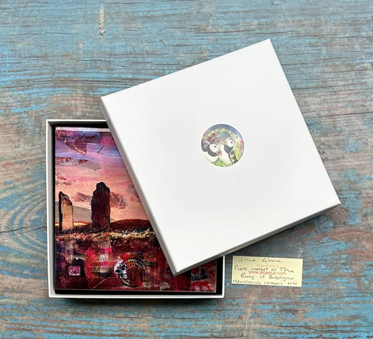 Medium ceramic tile/Rose pink sunset at The Ring of Brodgar