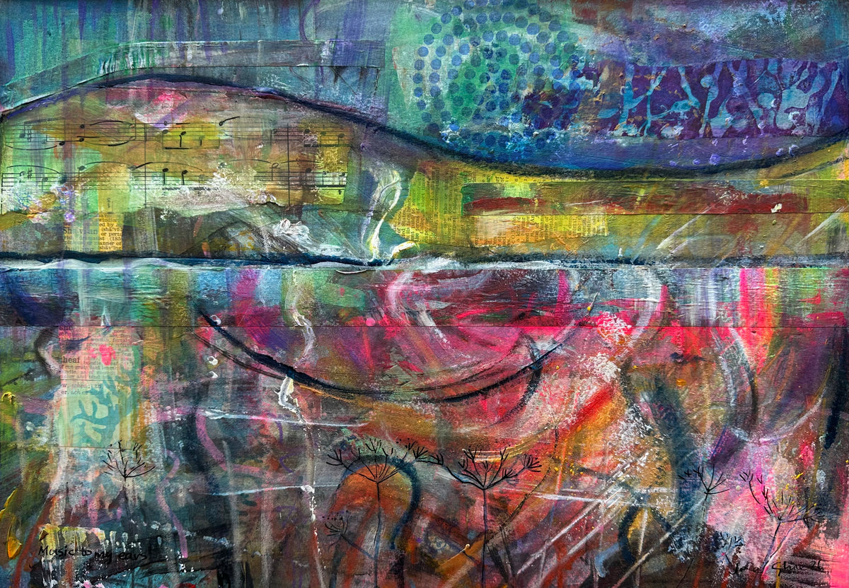 NEW! Original mixed media painting/Music to my ears