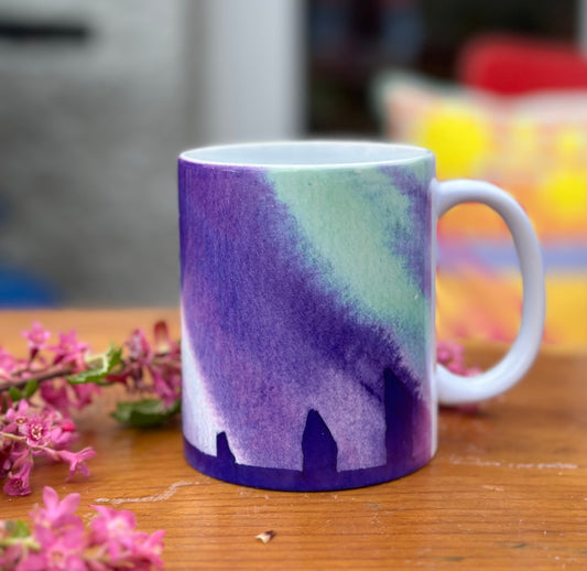 Ceramic mug/Northern skies at The Ring of Brodgar