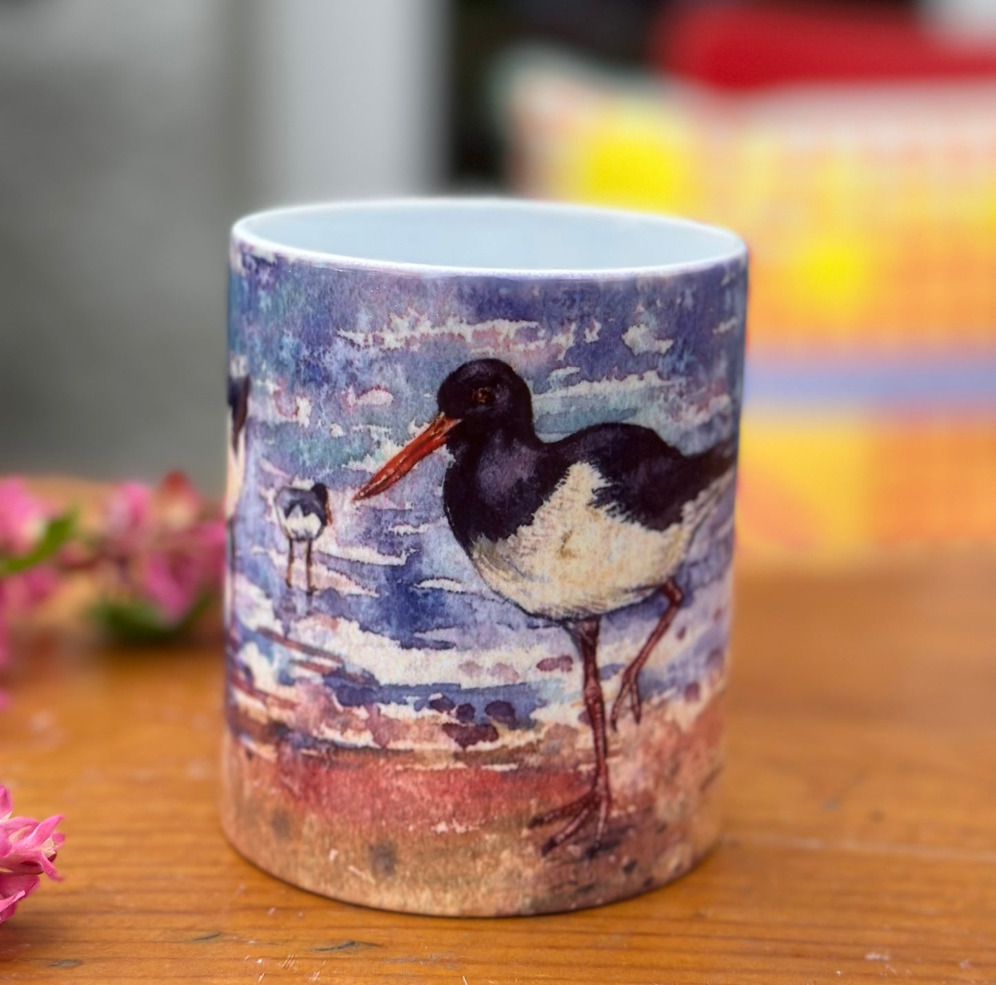Ceramic mug/Oystercatchers on the tide line