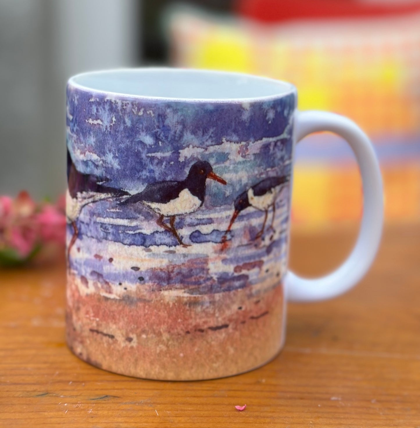 Ceramic mug/Oystercatchers on the tide line