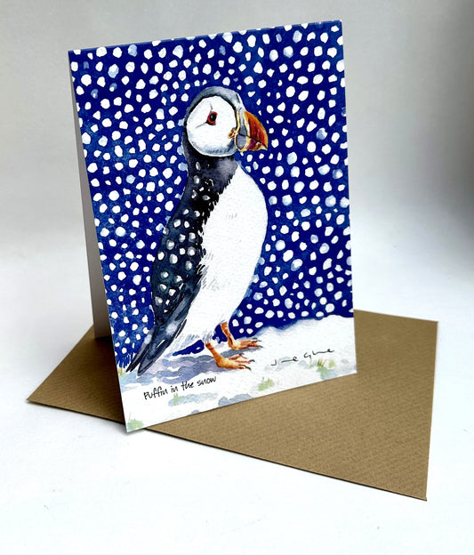 Card -  Puffin in the snow