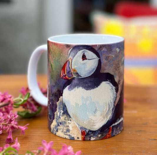 Ceramic mug/Puffin twins