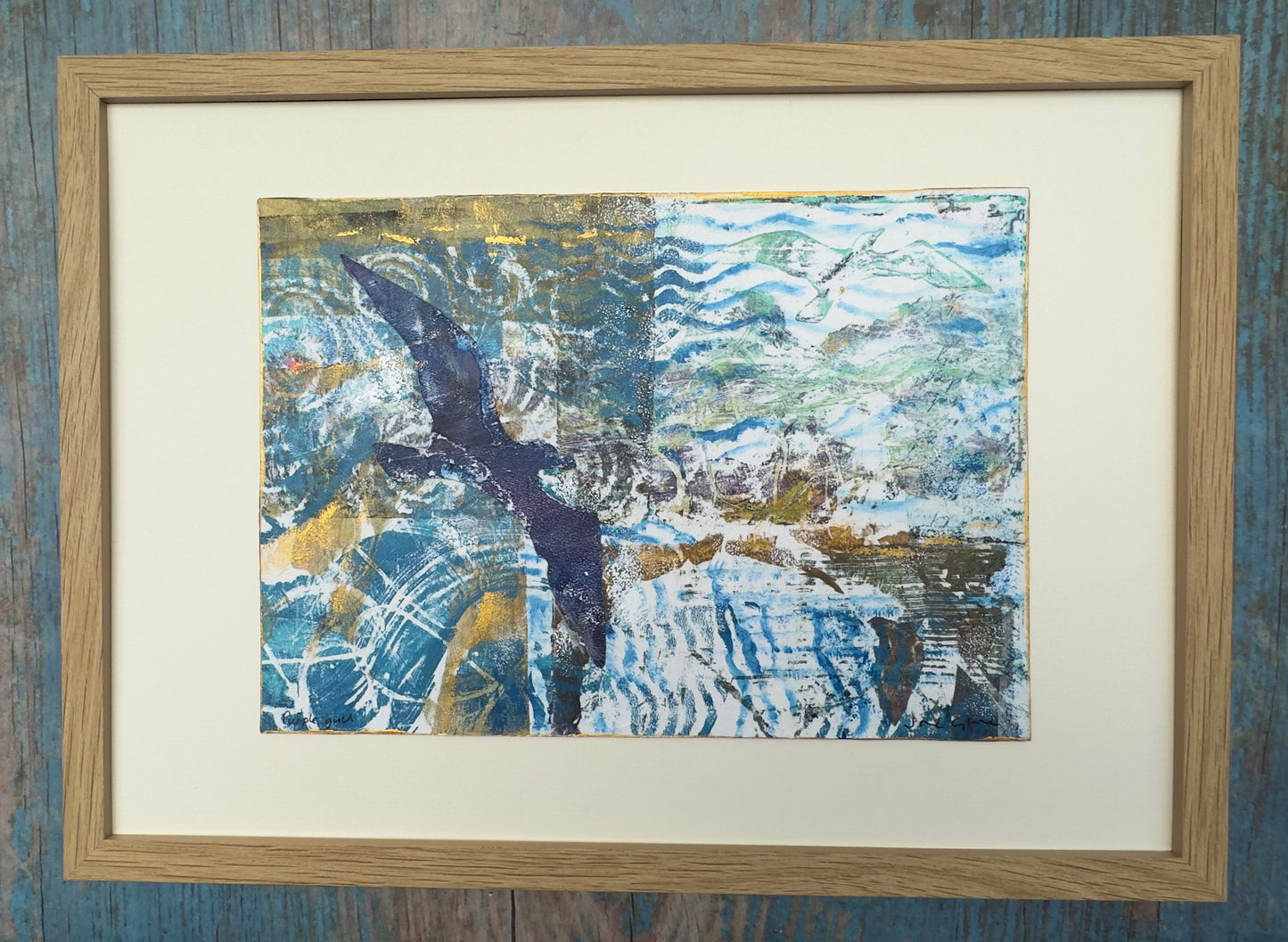 Original painting framed/ Purple gull