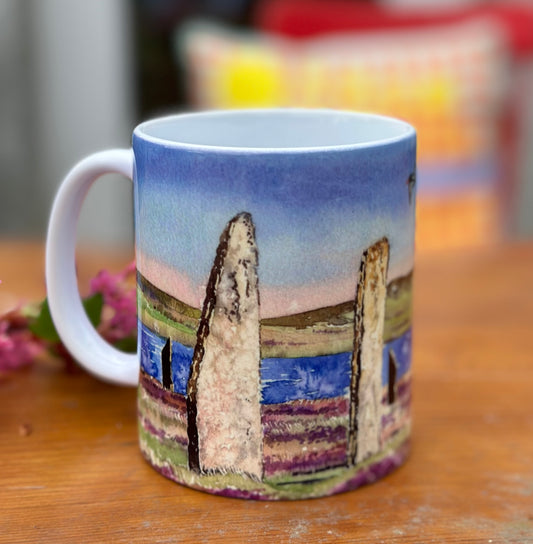 Ceramic mug/Oystercatchers and curlews at The Ring of Brodgar