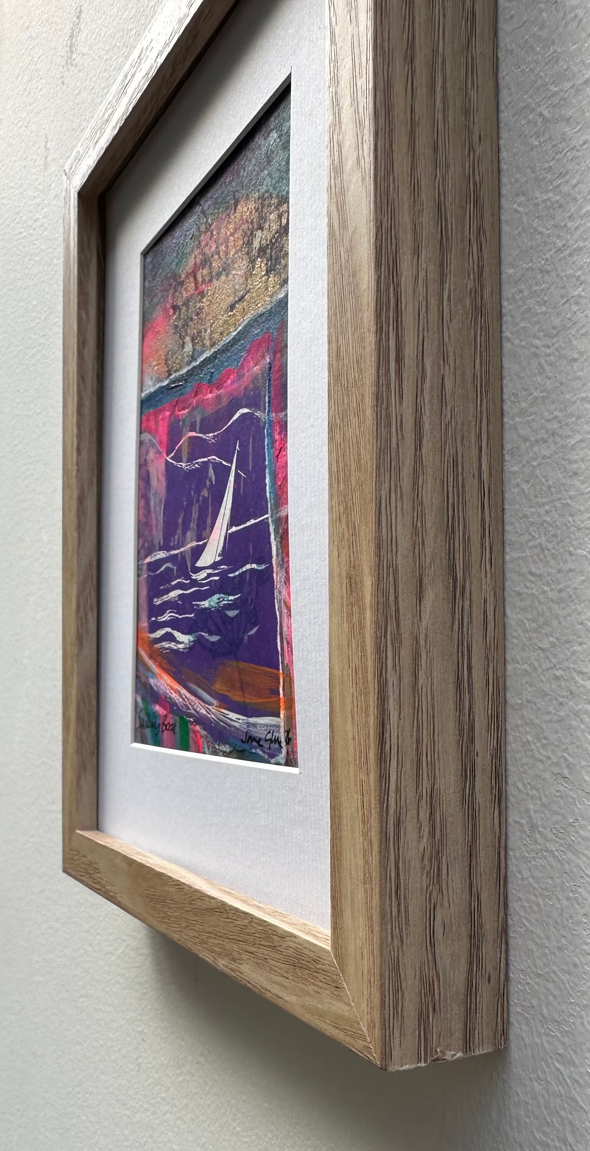 NEW! Original mixed media painting/Sailing boat