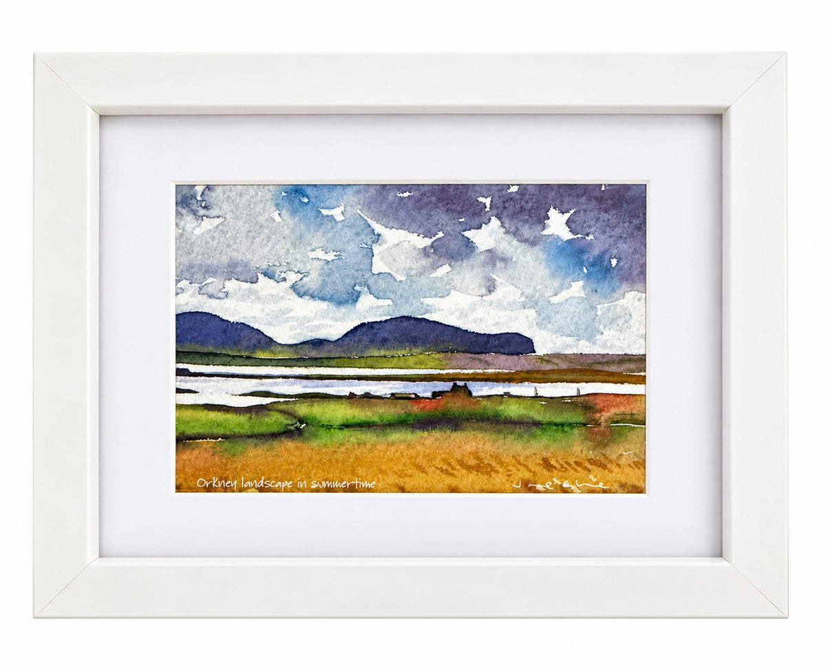 Small framed print/Orkney Landscape in summertime