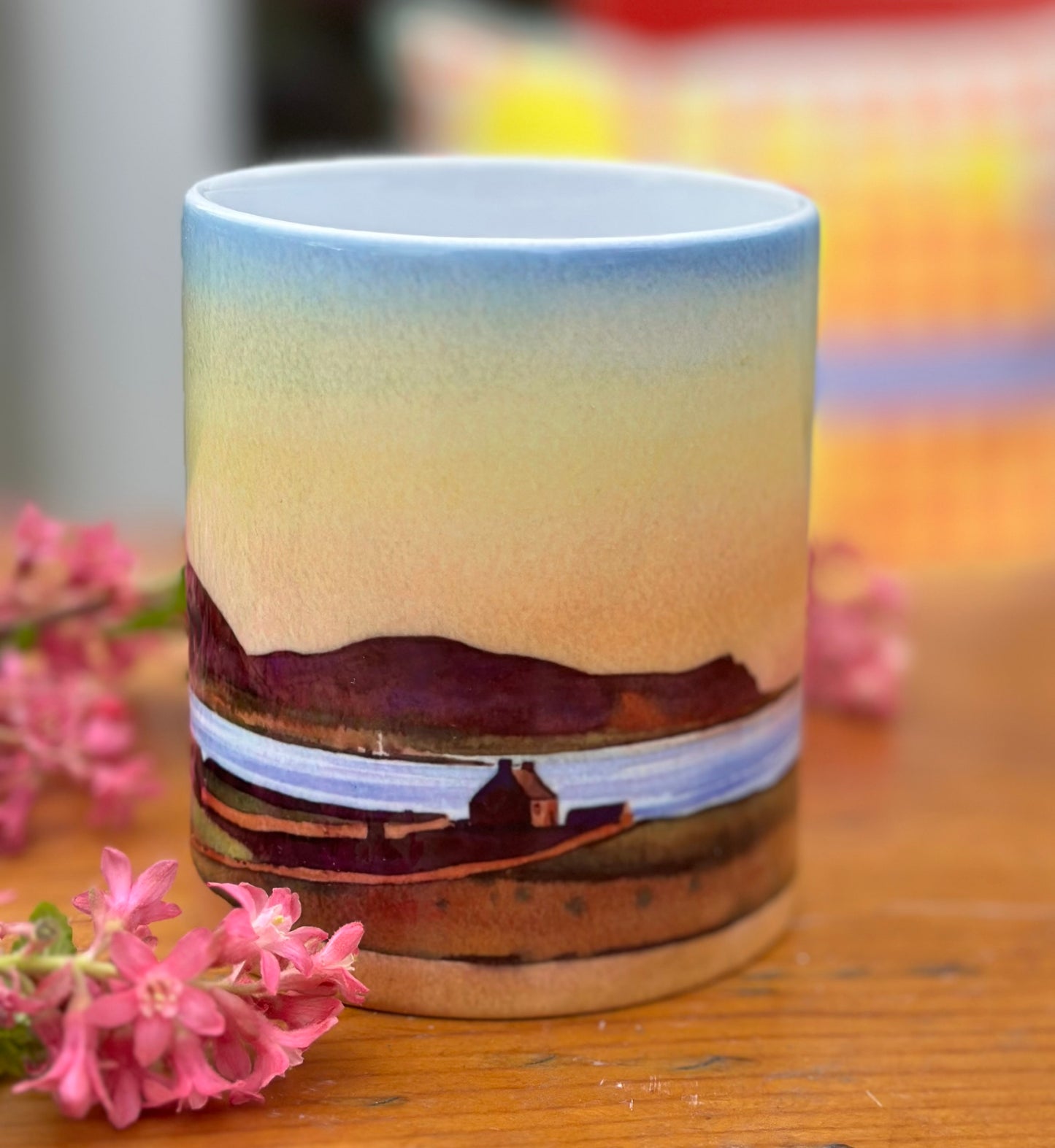 Ceramic mug/Sunset over The Hoy Hills with Clestrain in the foreground