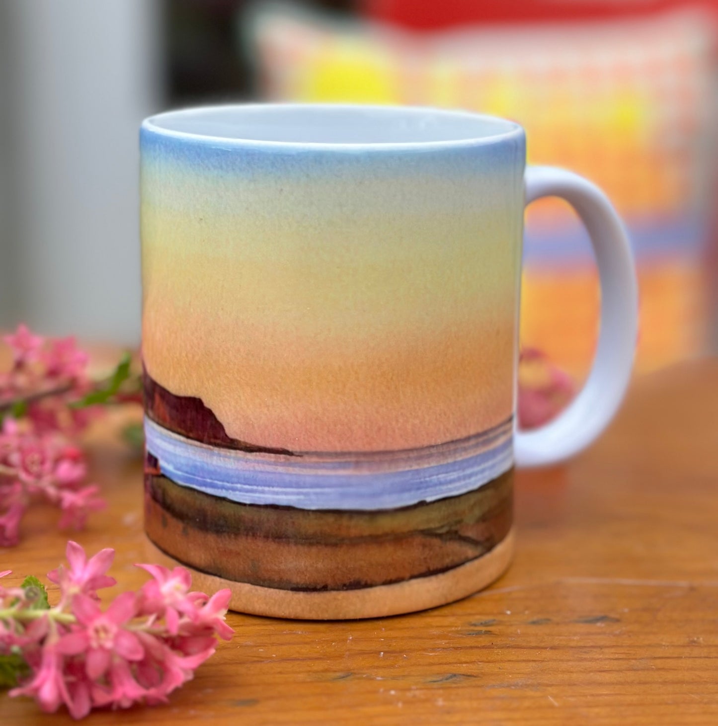 Ceramic mug/Sunset over The Hoy Hills with Clestrain in the foreground