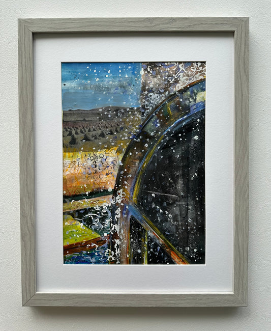 NEW! Original mixed media painting/The Mill Wheel