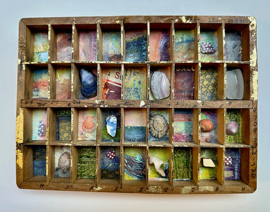 Original artwork/Vintage type box with shells