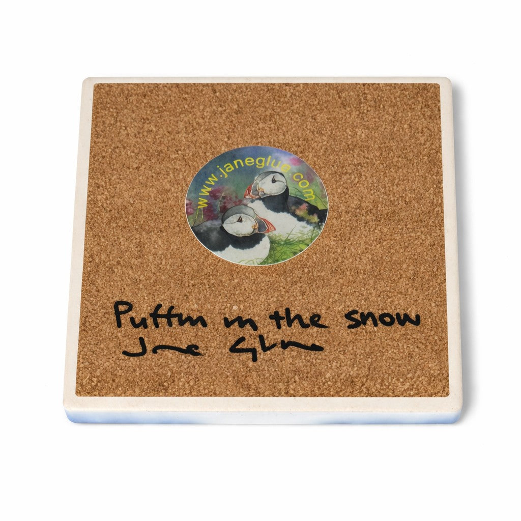 Ceramic coaster/Puffin in the snow