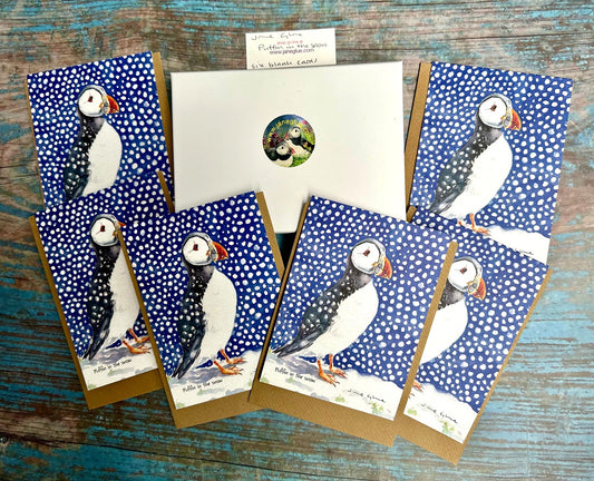 Boxed set of six cards/Puffin in the snow