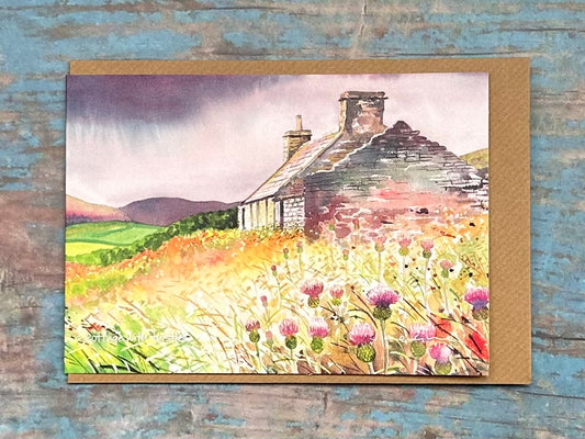 Card -  Cottage and thistles