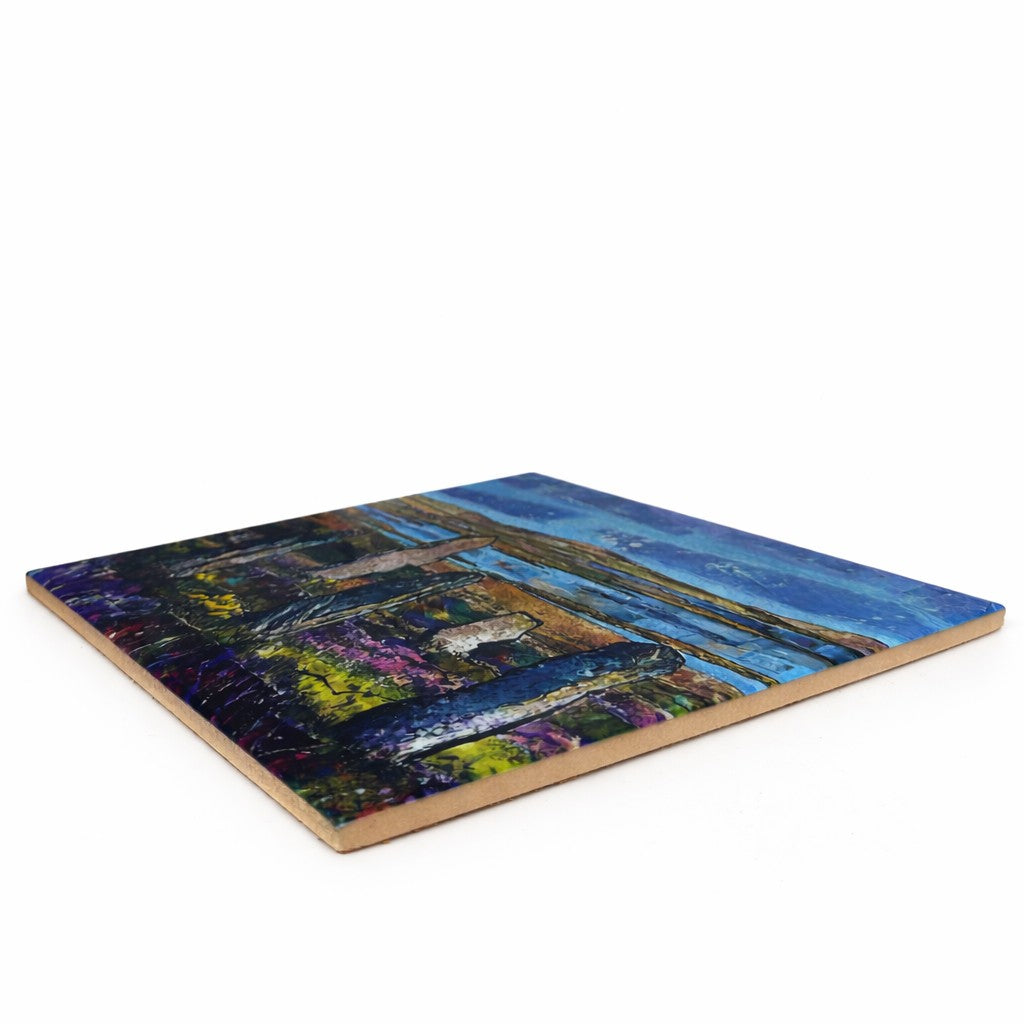 Large ceramic tile/Heather colours at The Ring of Brodgar