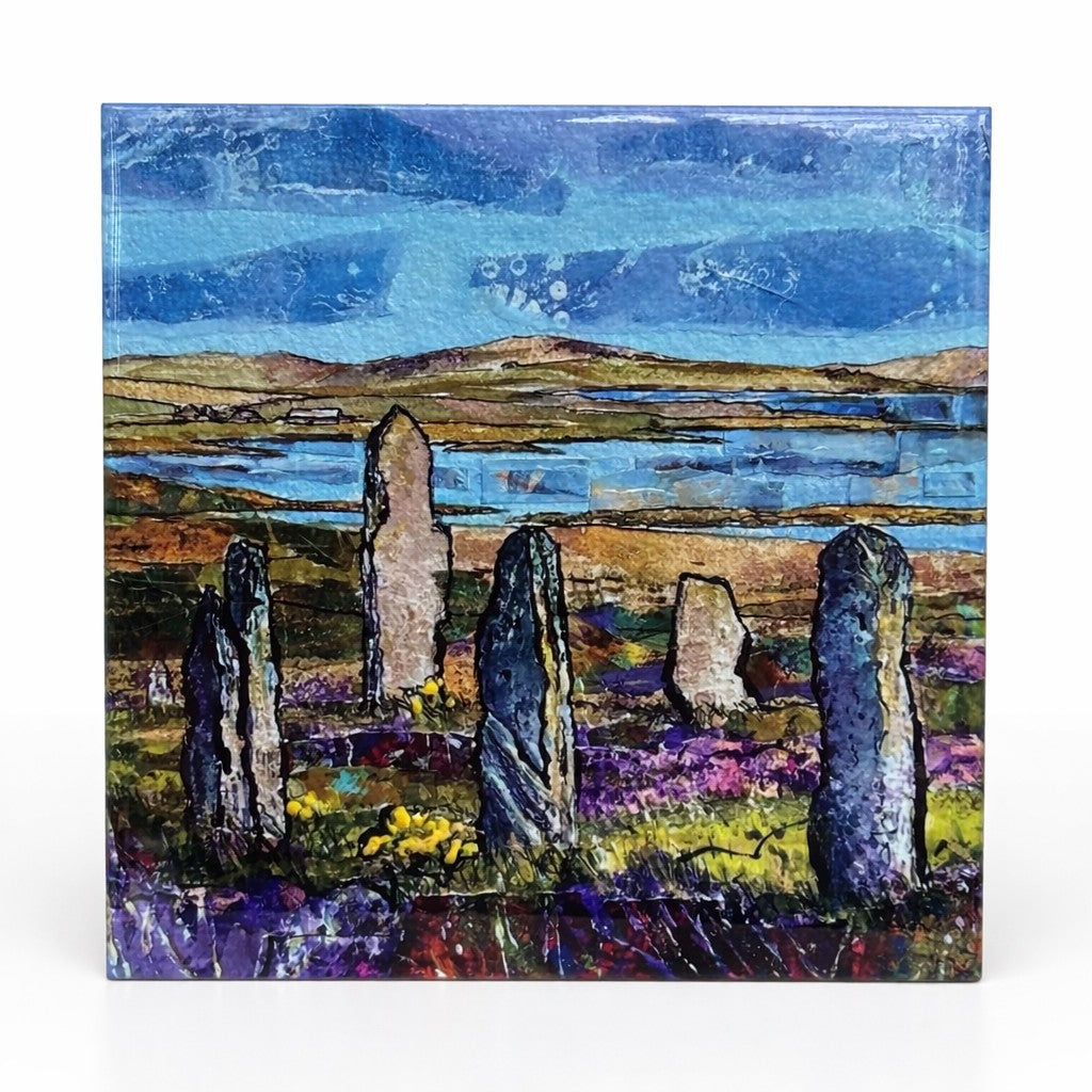 Large ceramic tile/Heather colours at The Ring of Brodgar