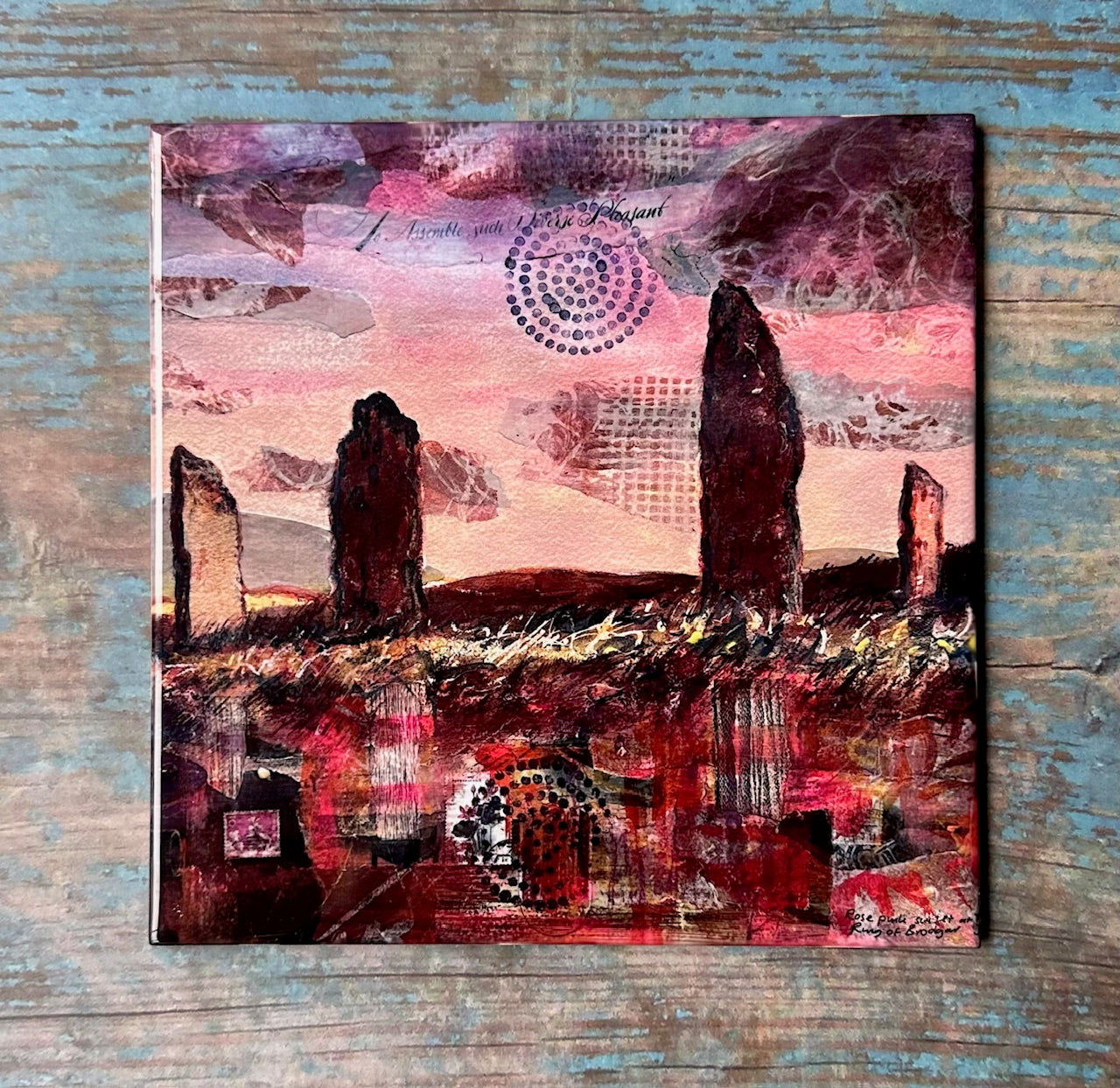 Large ceramic tile/Rose pink sunset at The Ring of Brodgar