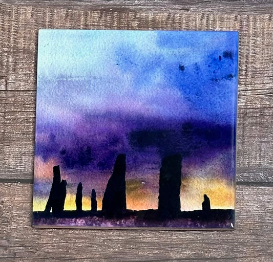 Medium ceramic tile/Dark sunset at The Ring of Brodgar