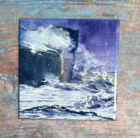 Medium ceramic tile/Wild sea, Orkney