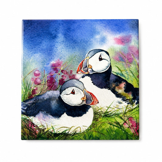 Medium ceramic tile/Tammie norries(Puffins)