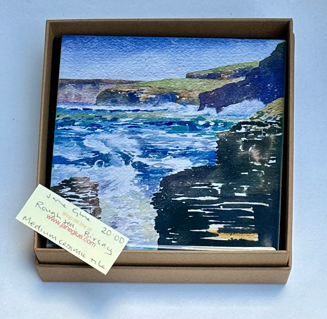 Medium ceramic tile/Rough sea at North Birsay