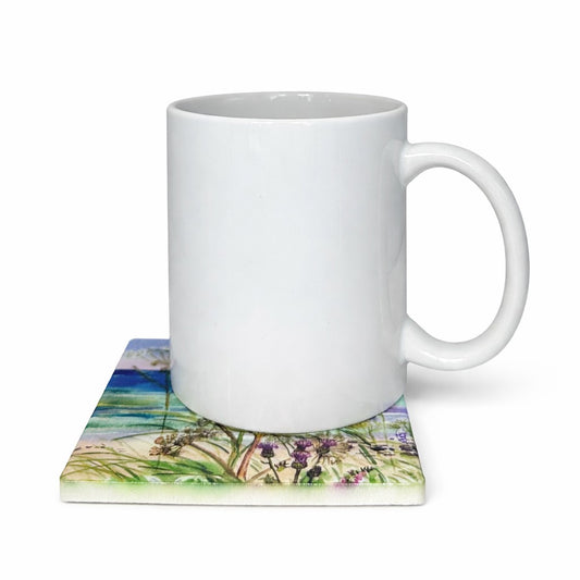 Ceramic coaster/ Cow parsley on the shoreline