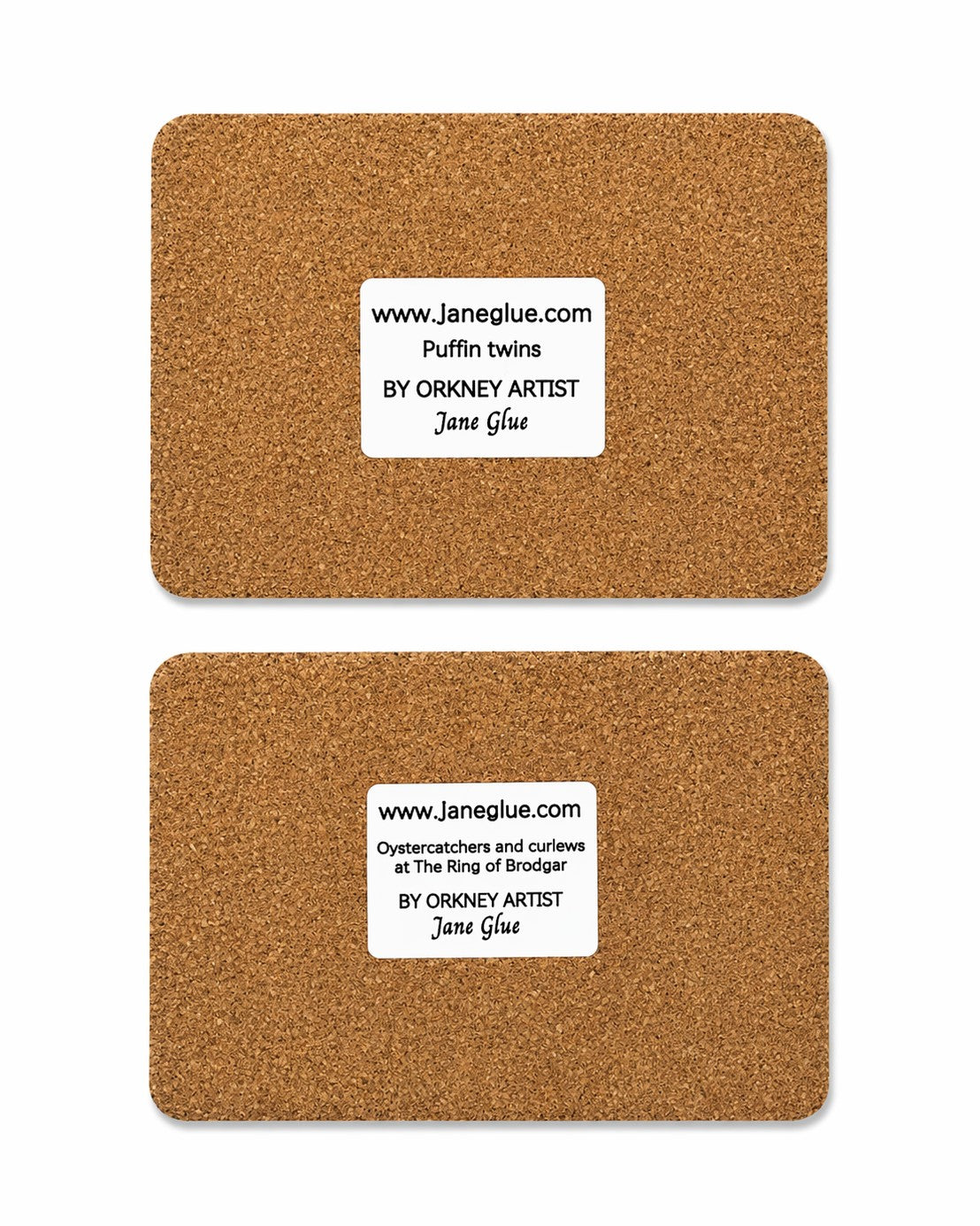 Set of two long Coasters/Puffin twins and Oystercatchers and curlews at The Ring of Brodgar