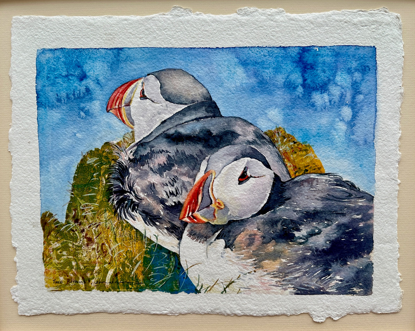 Original painting/Two puffins