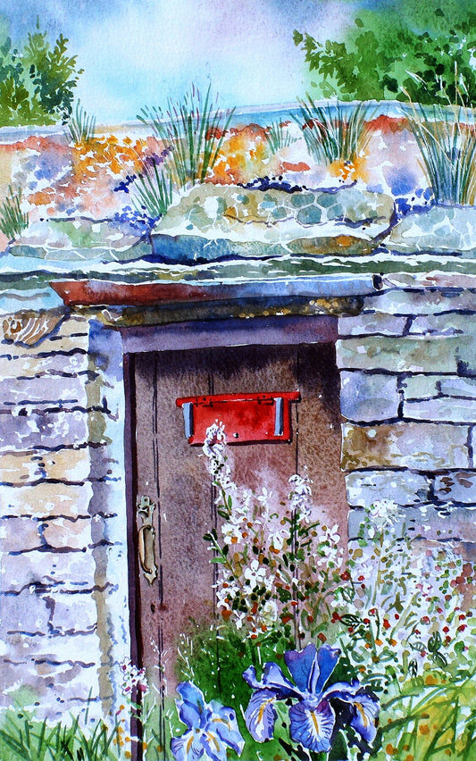 Limited edition print/Old door and blue iris at Happy valley